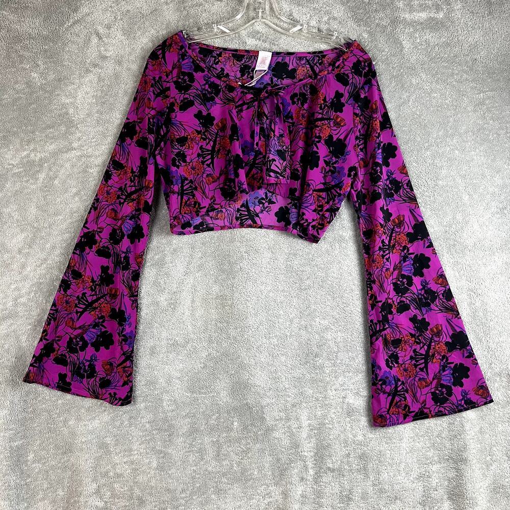 Savage X Fenty Top Womens S Floral Bell Sleeves Festival Boho Coachella NWT